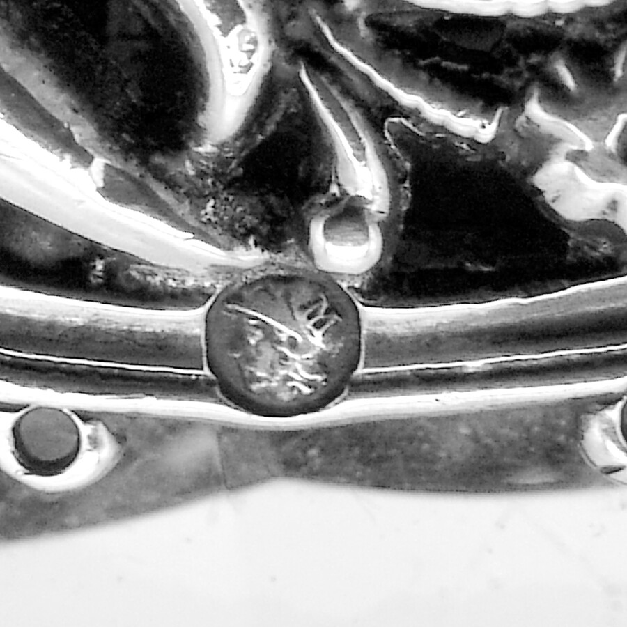Ornate Hand Mirror Dutch 800 Silver Pick Handle