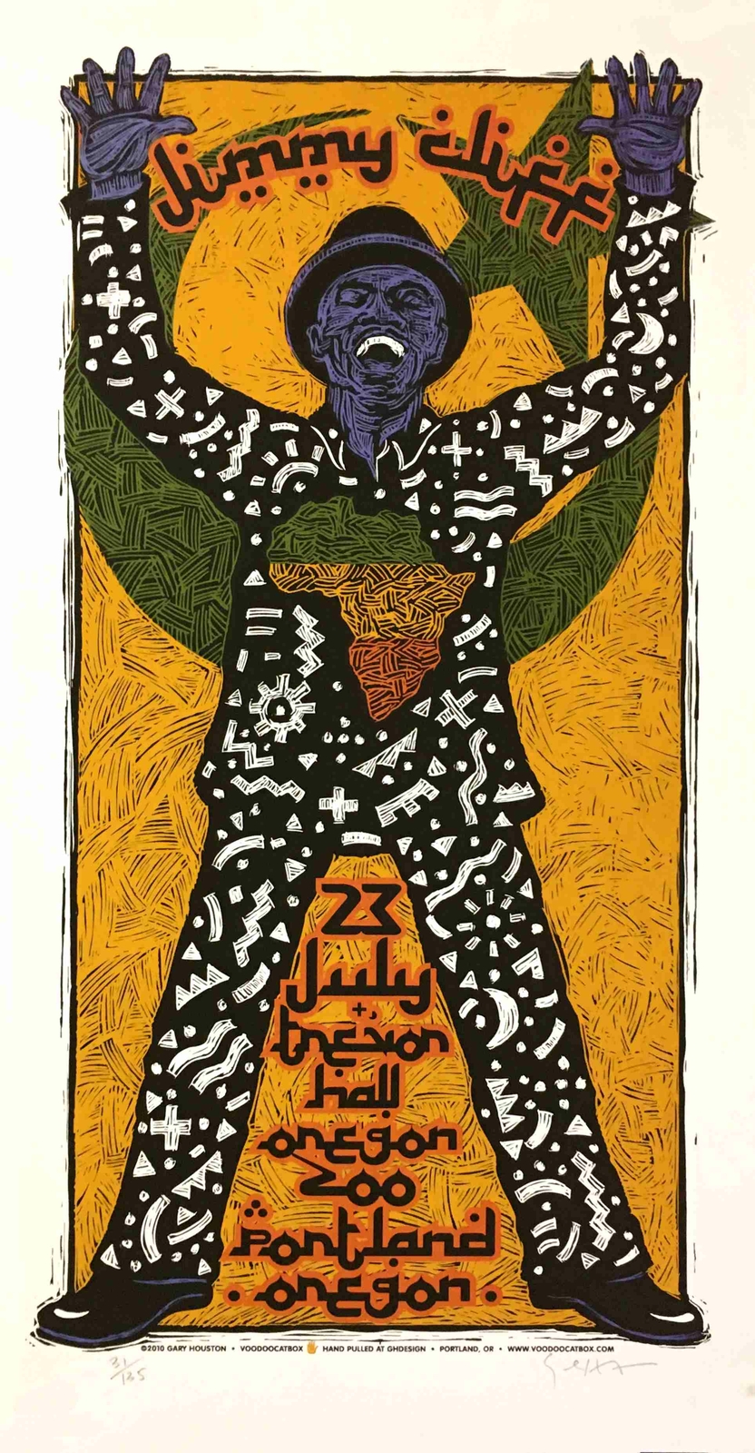 Jimmy Cliff Poster Oregon Zoo 2010 Original Silkscreen S/N 135 Gary Houston COA