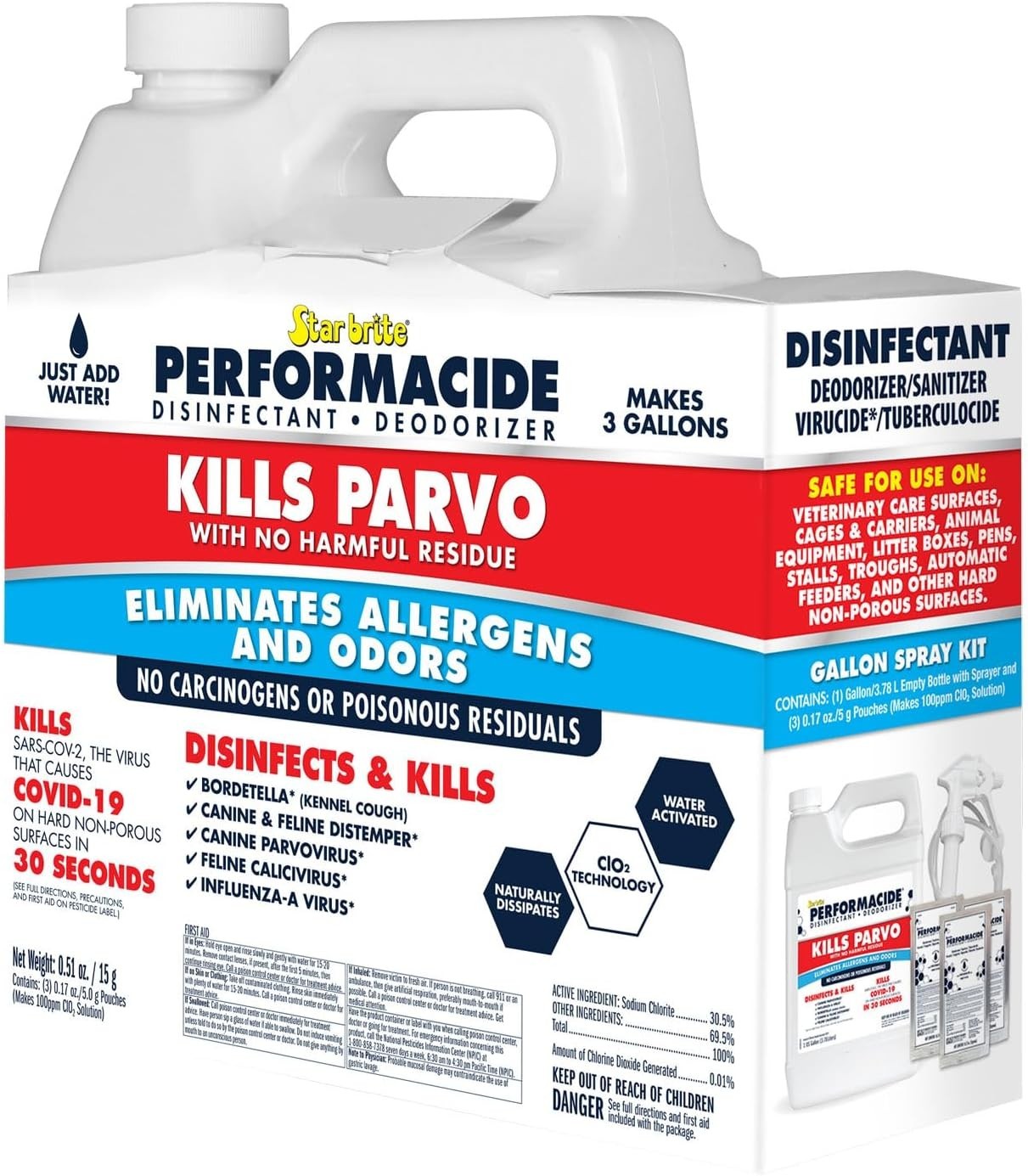 PERFORMACIDE Kills Parvo - No-Rinse Disinfectant, Deodorizer for Pet Surfaces...
