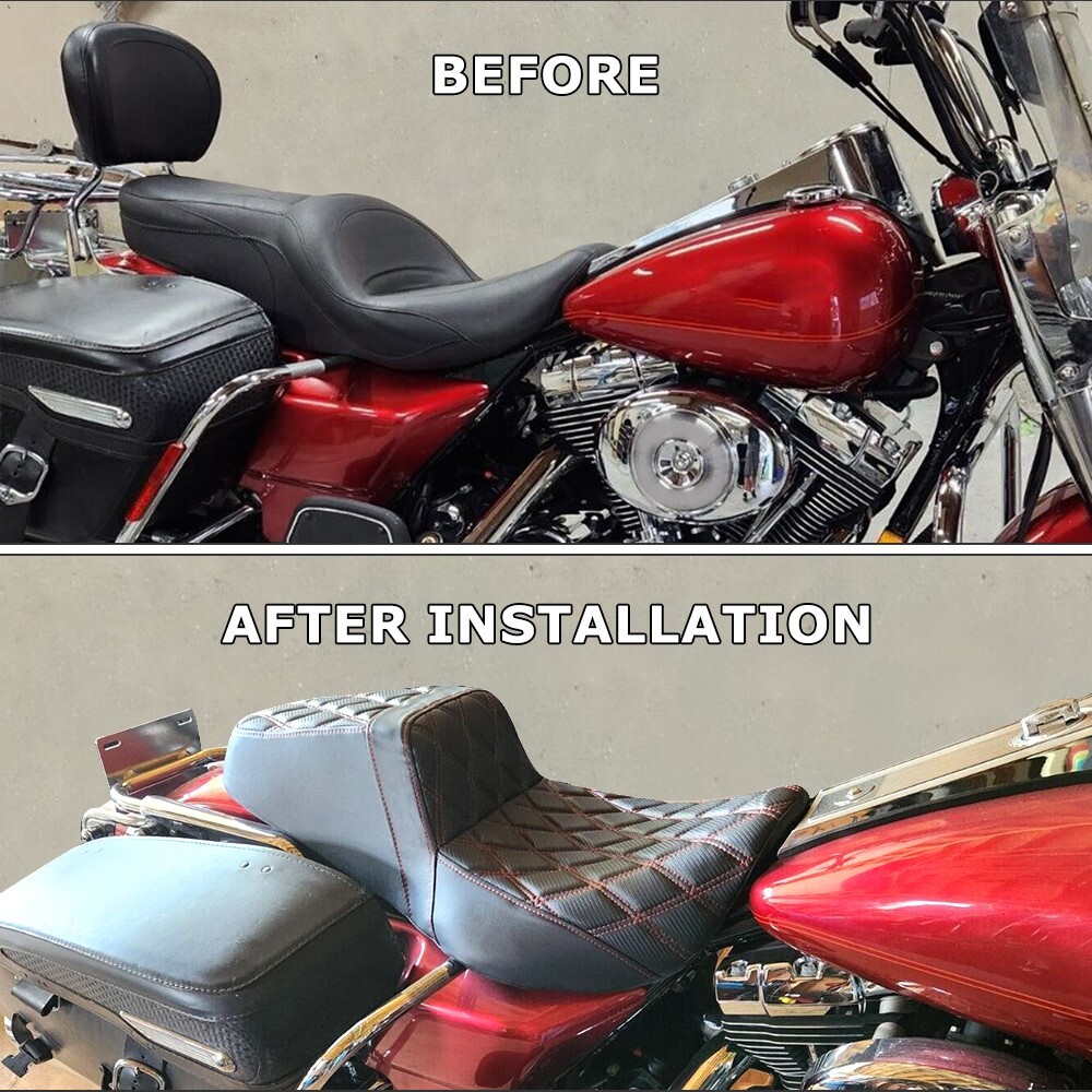 1-piece Step-up Seat Front Rear Full For Harley Street Glide Road King 1997-2007