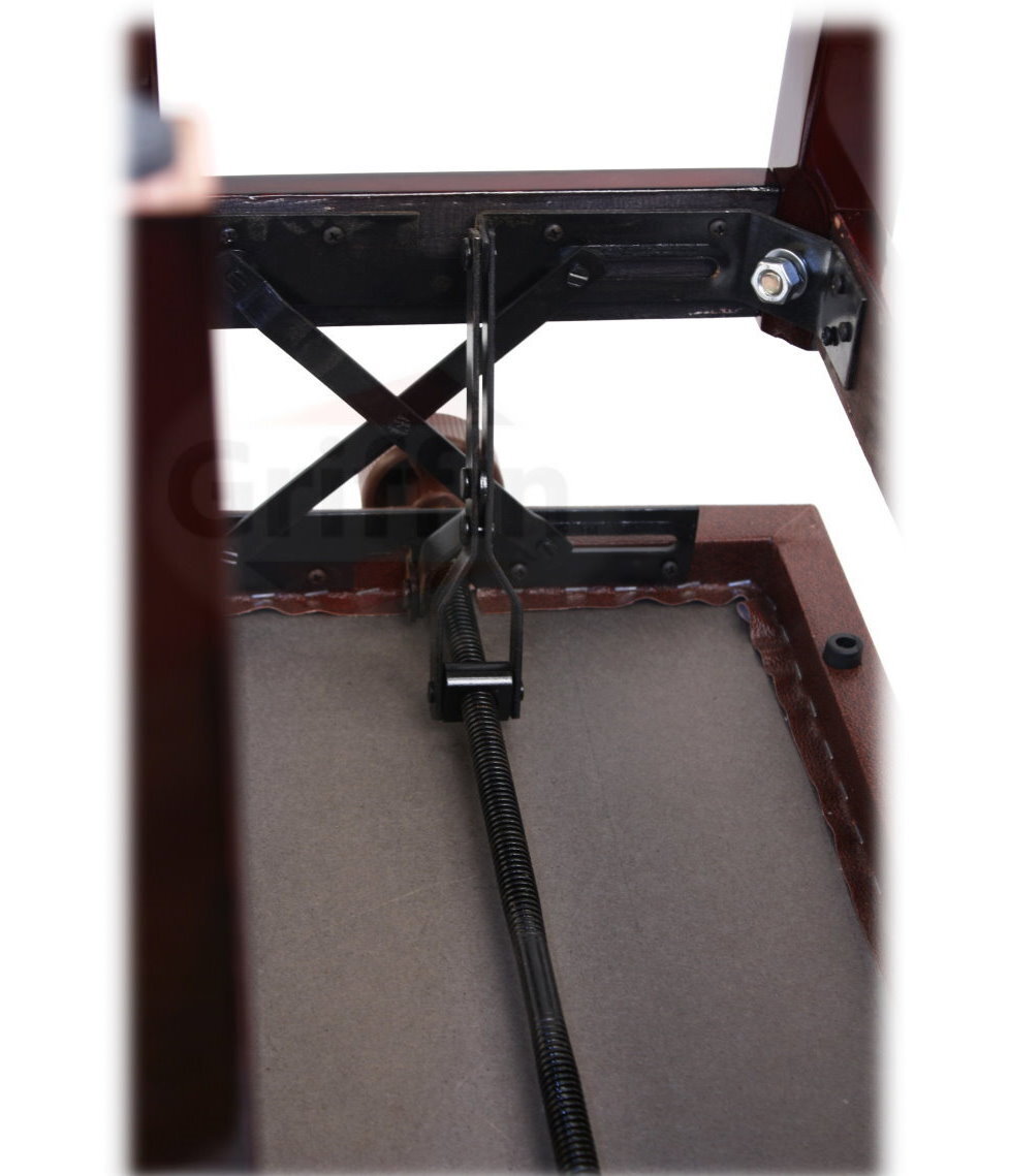 Brown Leather Piano Bench - GRIFFIN Keyboard Seat Wood Vanity Chair Guitar Stool