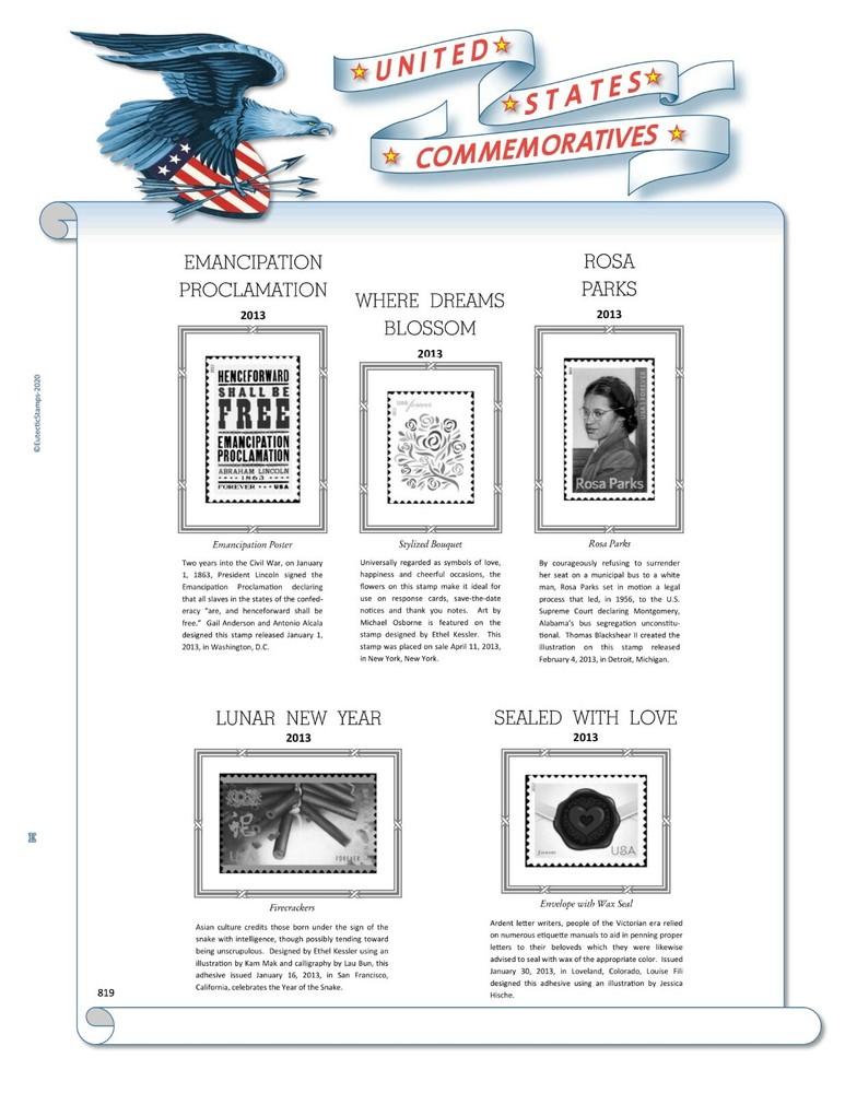 2013 U.S. Commemorative Singles COMPLETE Supplement (White Ace Alternative)