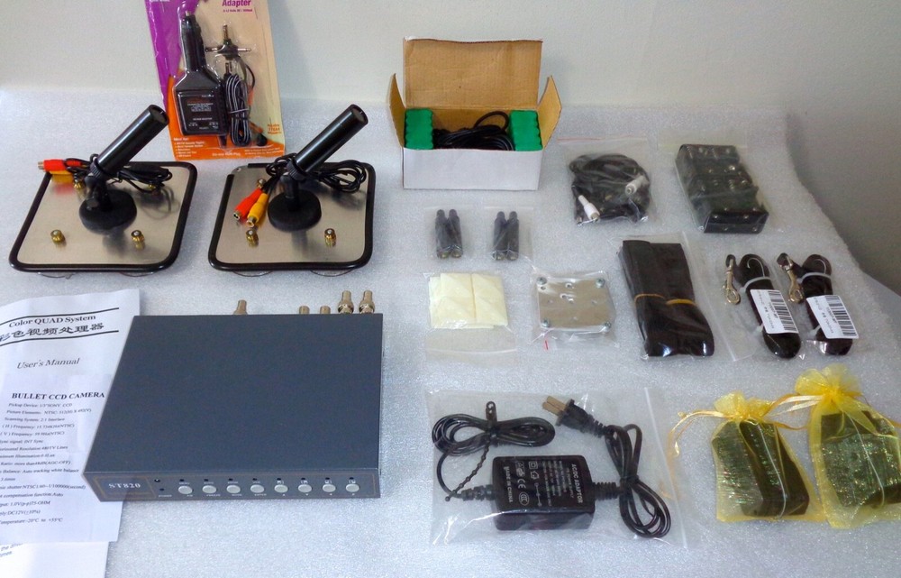 SONY MINI-BULLET CCD CAM KIT 20+ Items + QUAD Video Controller—MOTION PICTURE
