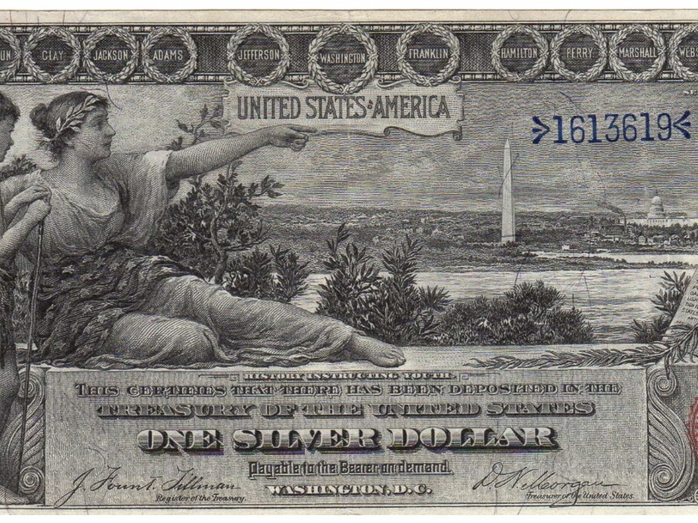 1896 $1 🇺🇸 Wonderful (( EDUCATIONAL NOTE )) Silver Certificate , Sharp Eye VF+