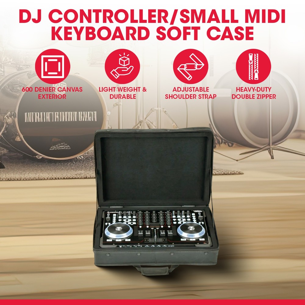 SKB 19”x13” DJ Controller & Small MIDI Keyboard Soft Case Padded Bag, Black
