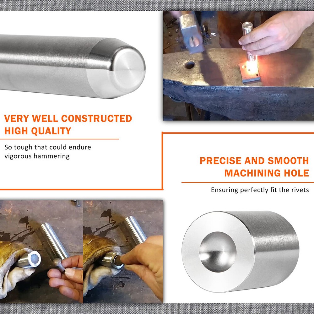 Blacksmith Rivet Doming Set Tools Top & Bottom 1/2”
