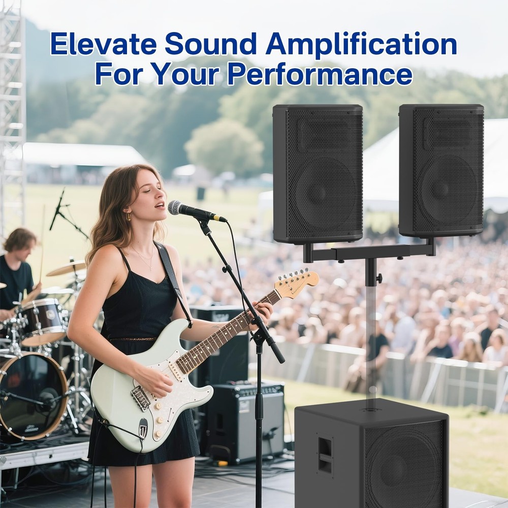 Heavy Duty Dual Fork Bracket Speaker Mount Bar Mounting Adjustable Width 13.7...