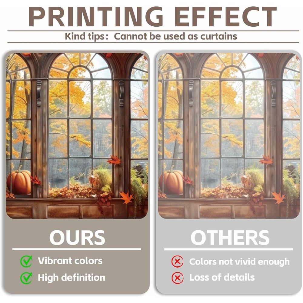 10x8ft Vinyl Fall Window Backdrop Autumn Forest Scenery Fall Pumpkin Maple Le...