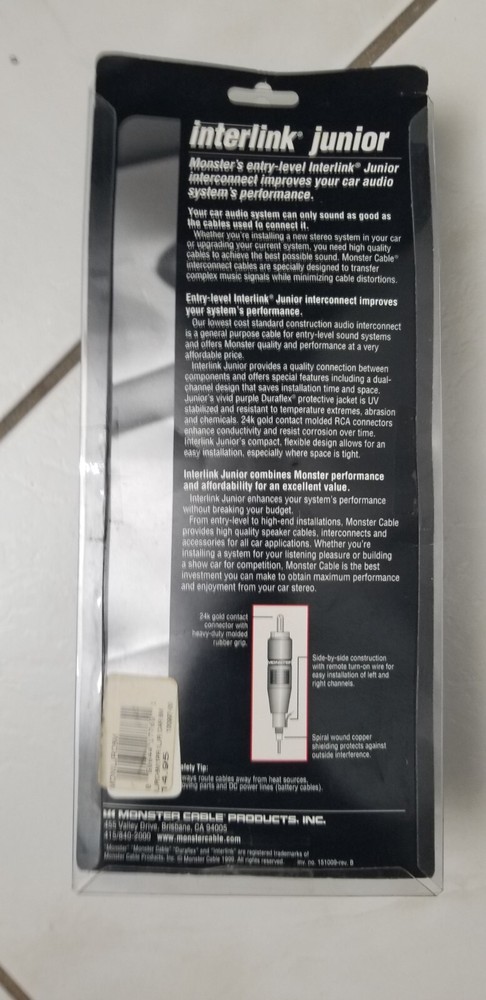 Monster Car Audio Interlink Juniot Audio Cable - 5 Meter (16.4Ft)