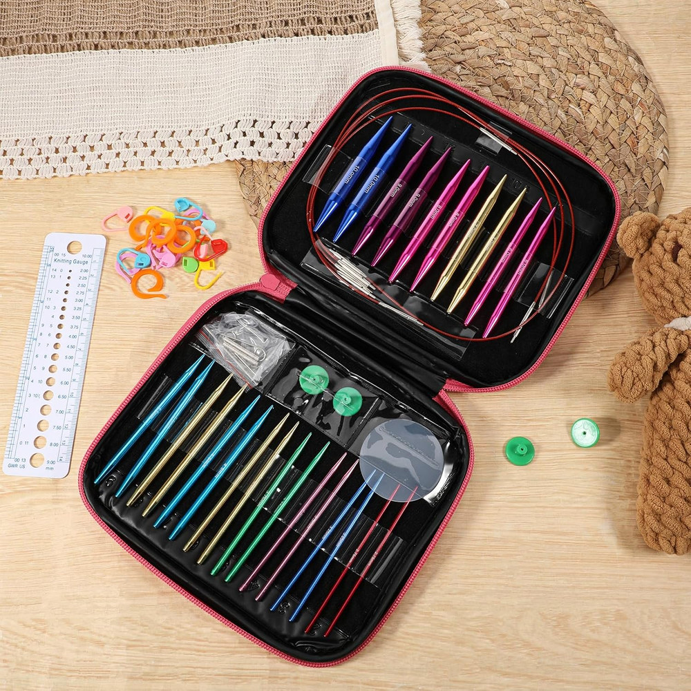 60 Pcs 2.75Mm-10Mm Interchangeable Circular Knitting Needles Set with Storage Ca