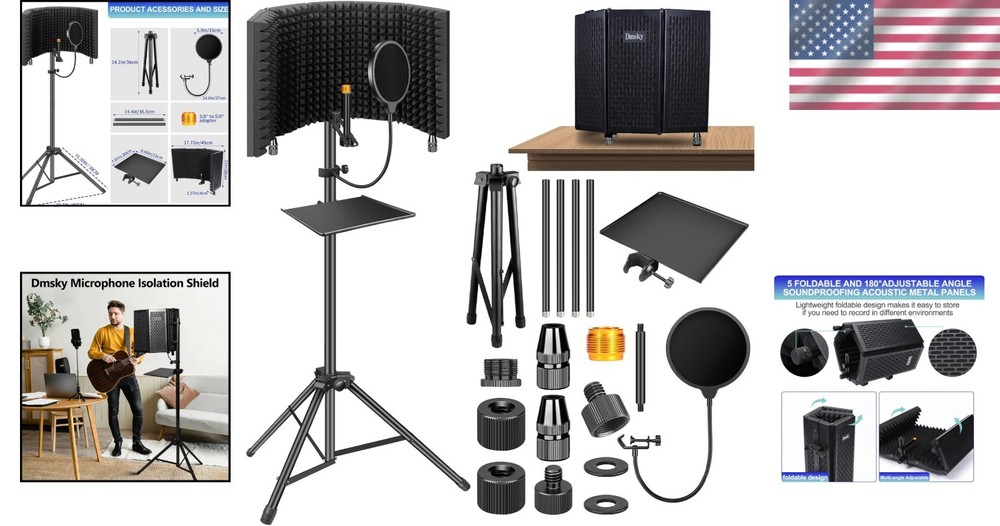 Microphone Isolation Shield Pop Filter Stand Studio Soundproof Booth