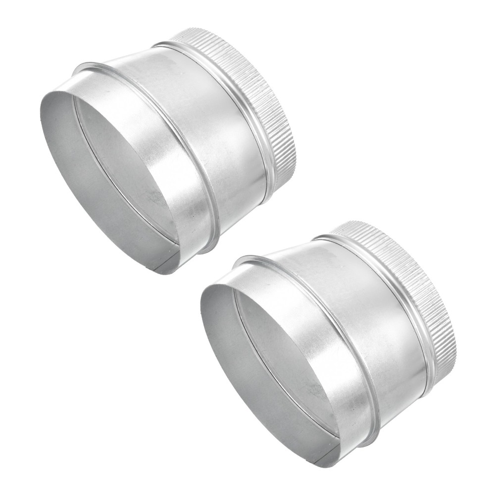 2 Pcs Eccentric Duct Reducer(8" to 7" ) - Galvanized Ducting Connector, Silver