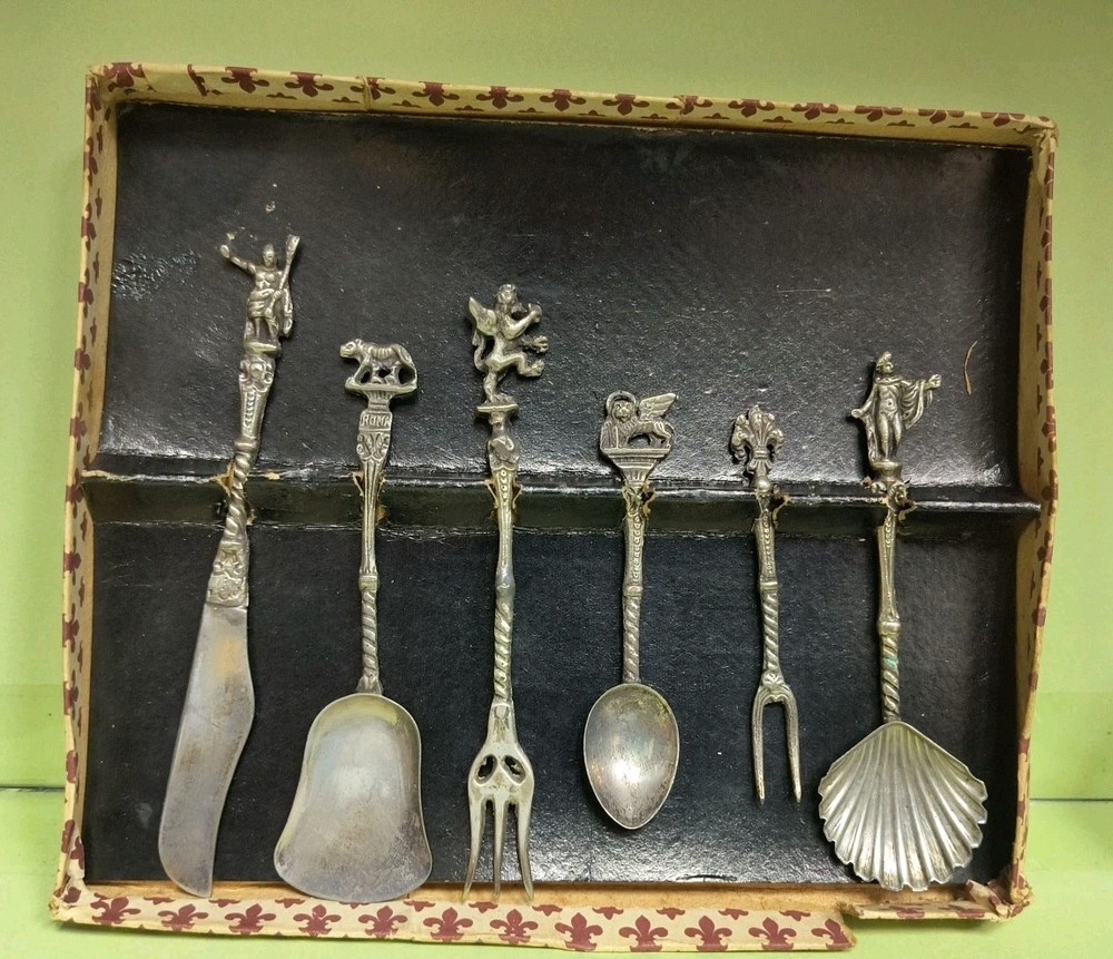 6 Pc Candlelight Silver Set Italy Around The World Shoppers Club 1960s - Italy