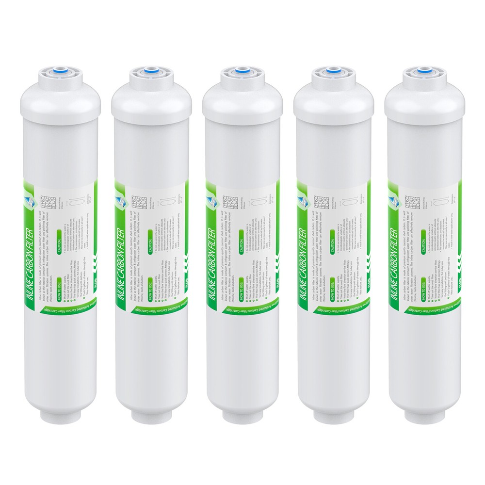 5 Pack Inline Post Carbon Water Filter 1/4" Quick Connector Fridge Ice-maker
