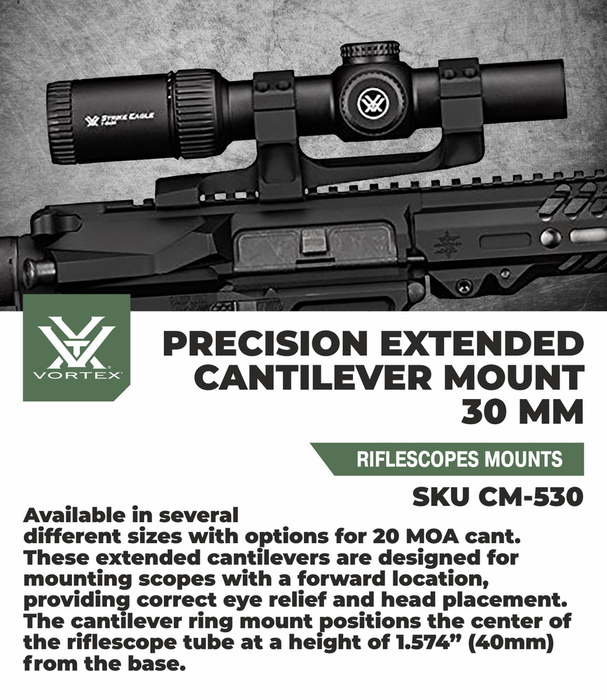 Vortex Optics Precision Extended Cantilever Mount 30mm with Free Hat Bundle