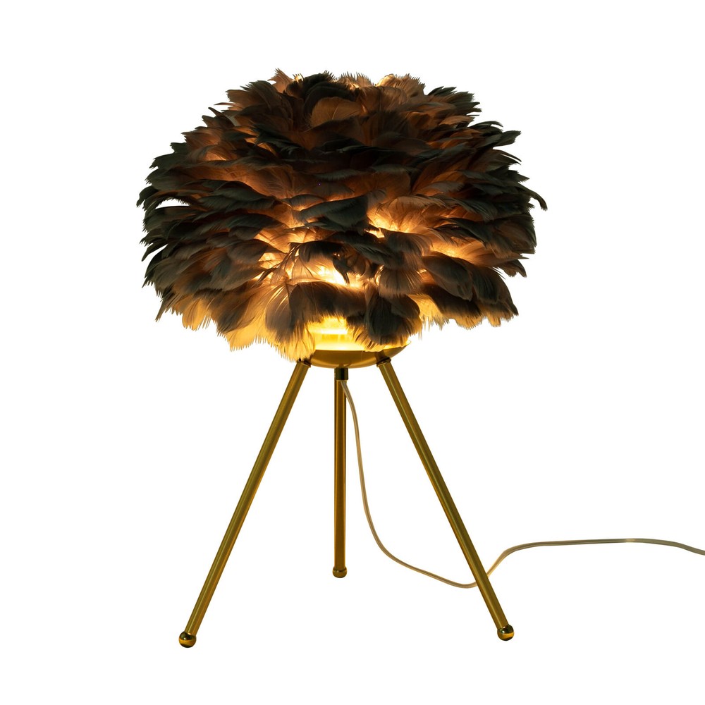 Gray Feather Table Lamp Tripod Lamp, Feather Lamp, Table Light Hand Control