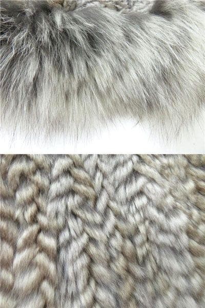 Fox Fur & Rabbit Fur Side Zip Jacket Gray M Used