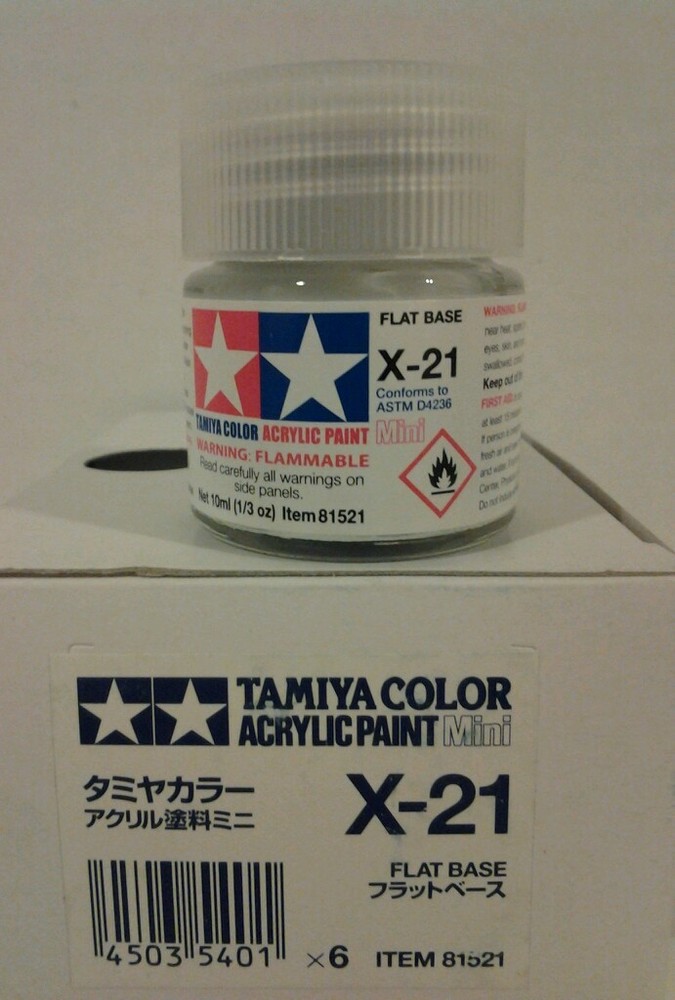 Tamiya acrylic paint X-21 Flat base. 10ml Mini.
