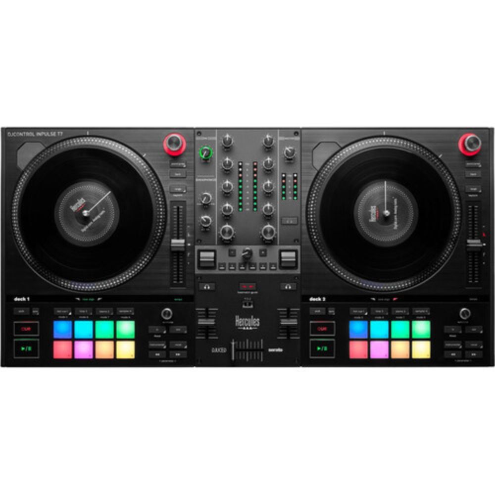 Hercules DJControl Inpulse T7 Motorized Controller w/ Cover & Headphones Bundle