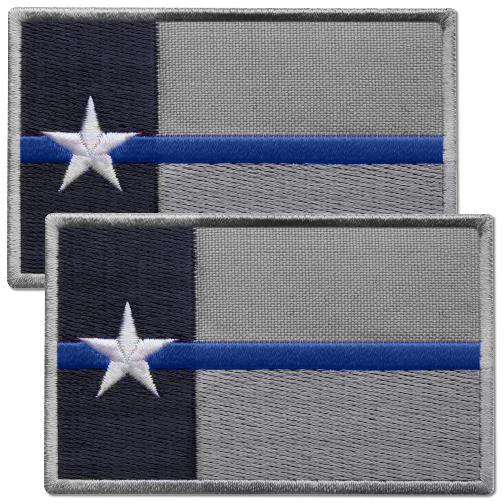 2Pcs Blue Line Flag Patch, Embroidered Texas Flag Patch with Thin Blue Line