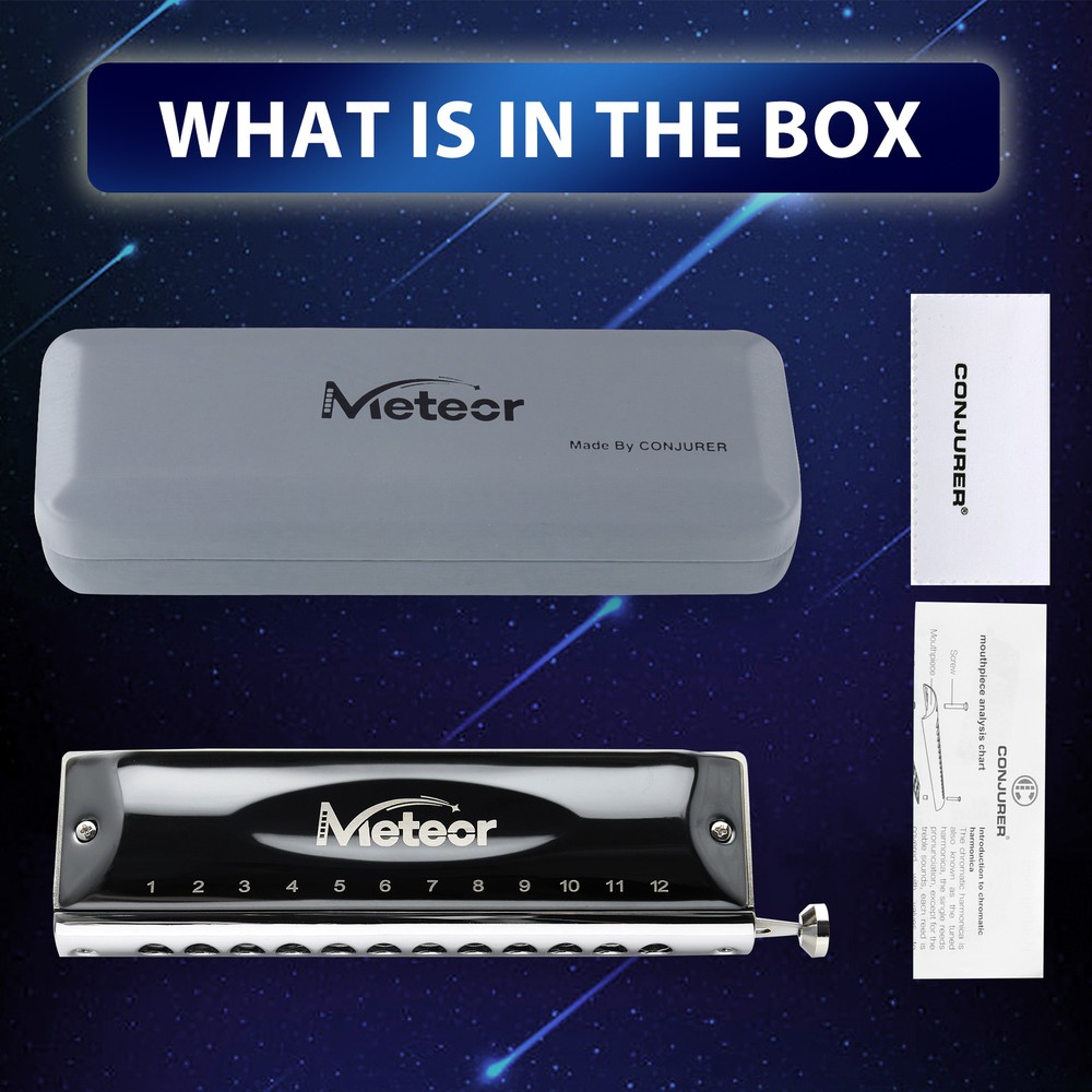 Chromatic Harmonica 12 Hole C Key Professional Harmonica with Case for Beginner