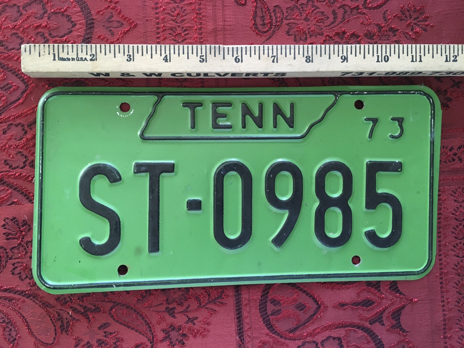 1973 Original Tennessee  Truck License Plate # ST-0985
