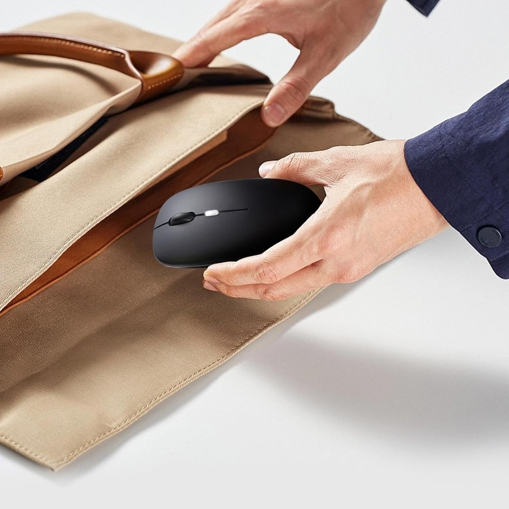 Wireless Bluetooth Mouse, Rechargeable, LED, Silent, Ultra-thin Design Black