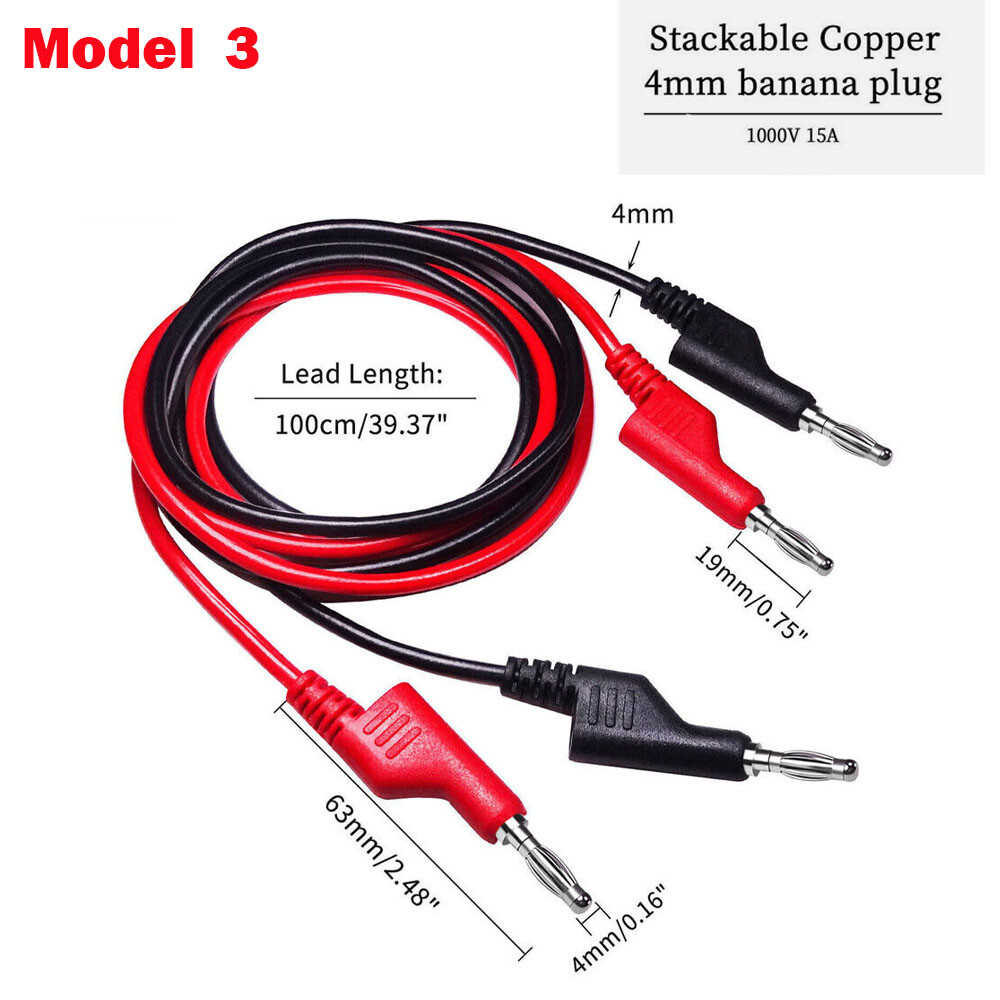 3.3FT 4mm Stackable Banana Plug Test Lead Kit & Alligator Clip & Back Probe US