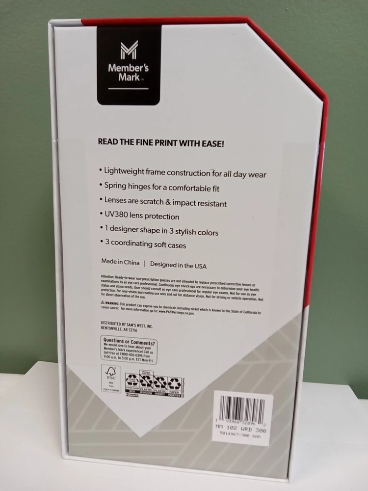 Member's Mark 3 pack Reading Glasses