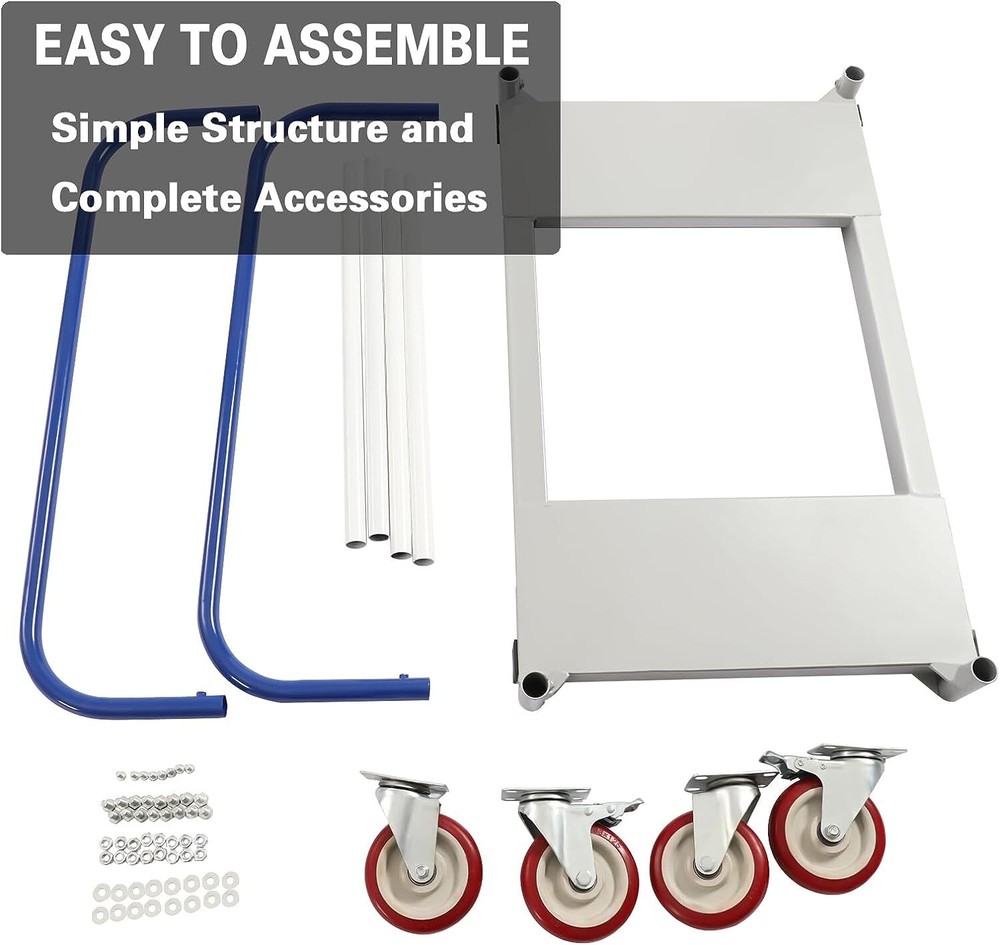 1500 lbs Professional Panel Cart Dolly Rectangular Low Noise with 5inch Casters
