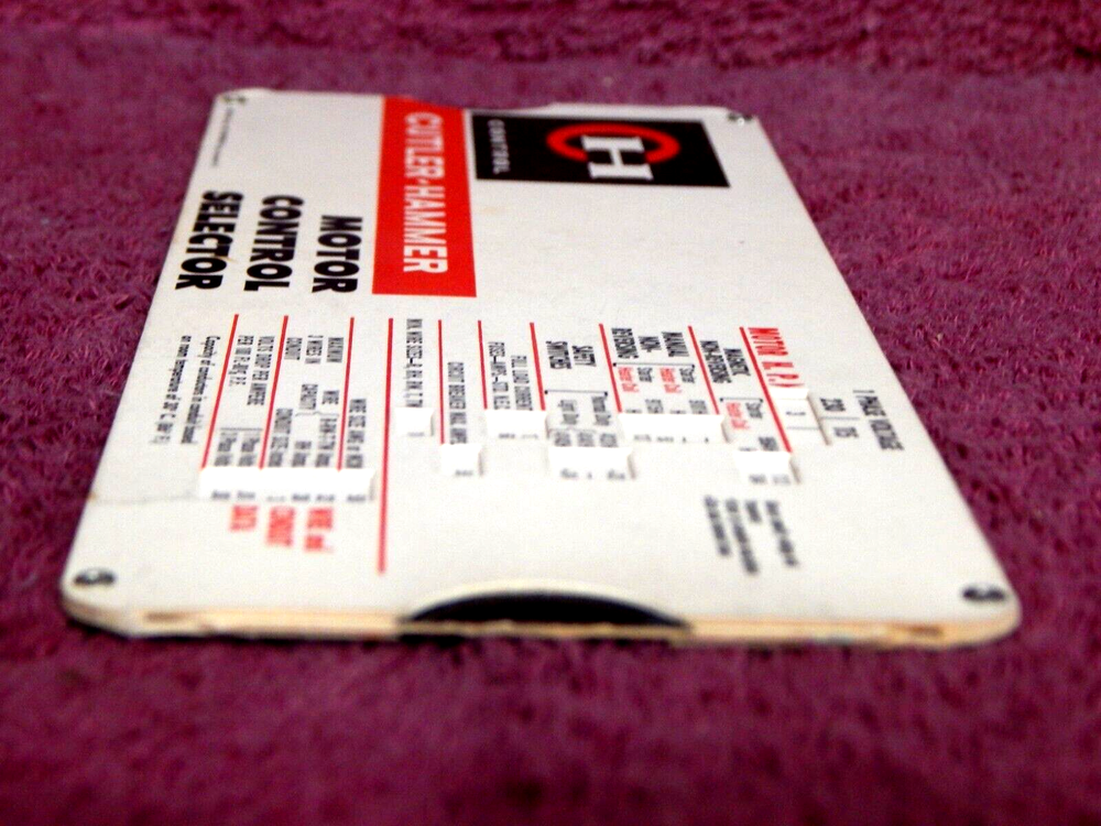Cutler Hammer Motor Control Selector 1960