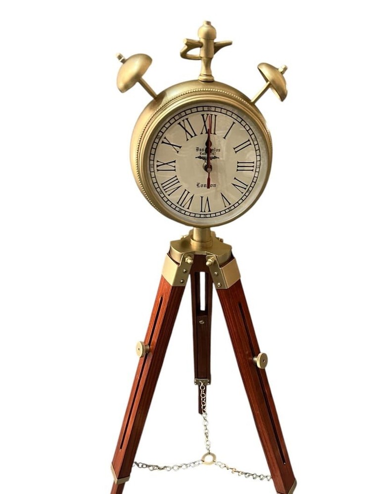 Nautical Numeric Large Display Standing Clock with Tripod Stand Floor Clock 7"