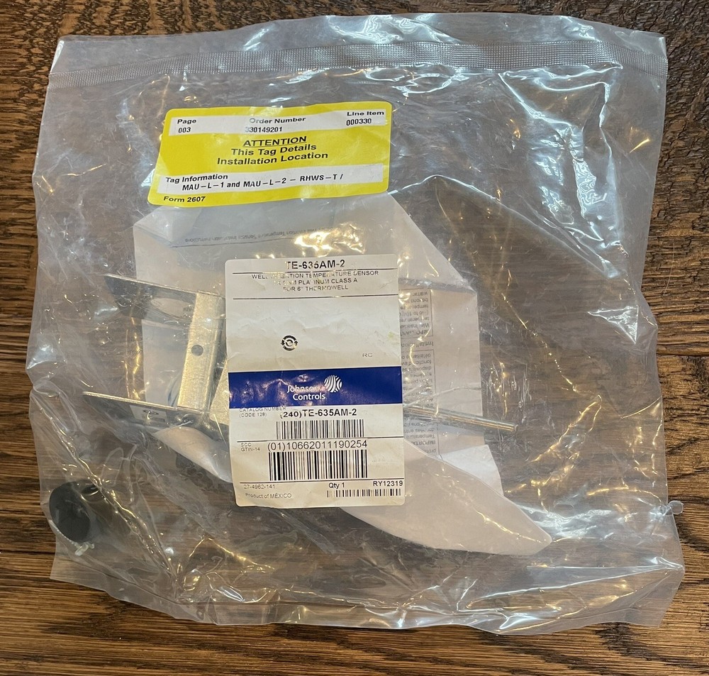 Johnson Controls TE-635AM-2 Temperature Sensor Platinum 1K Ohm Class A 6” Probe