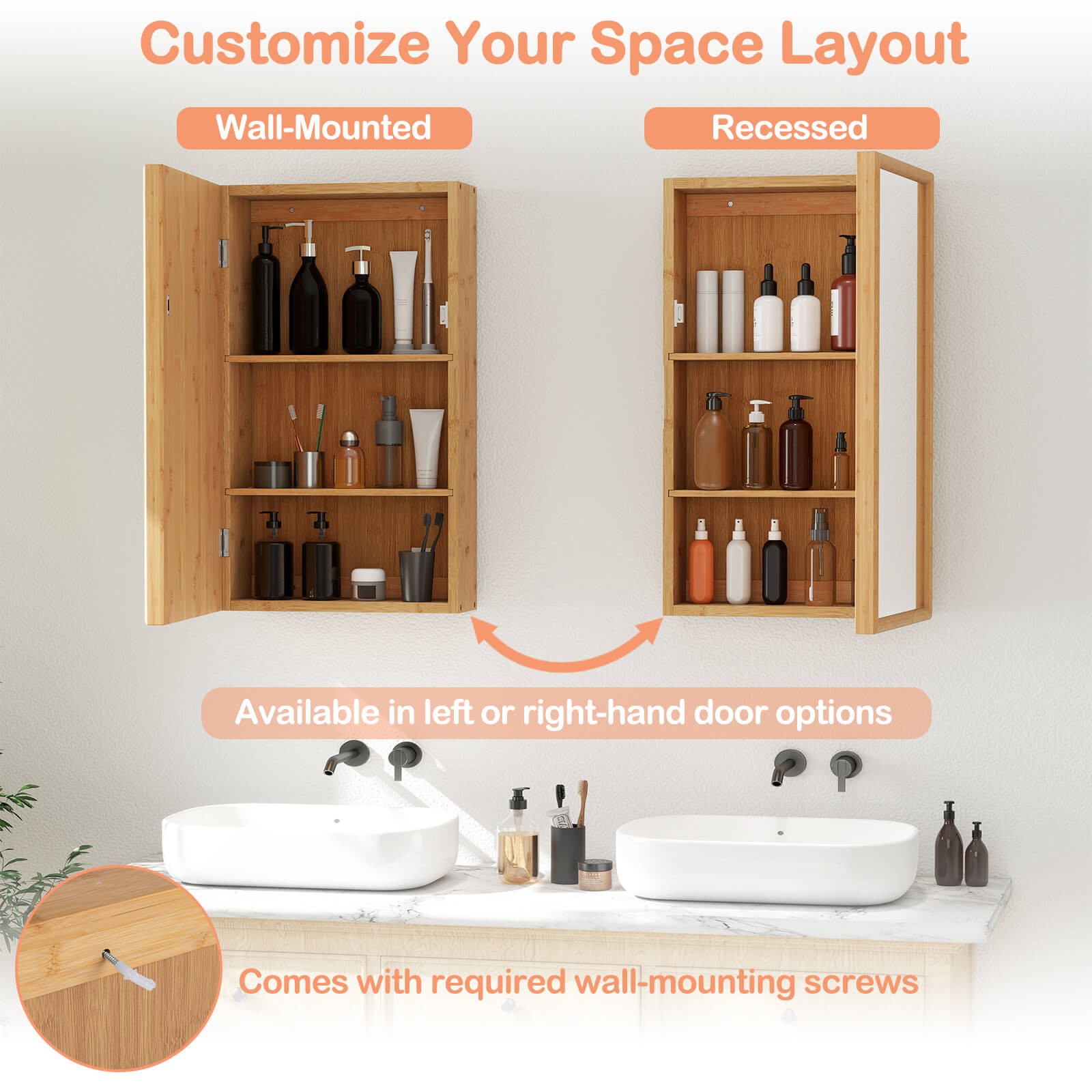 Small Medicine Cabinet w/Mirror Door & Removable Shelves for Compact Spaces