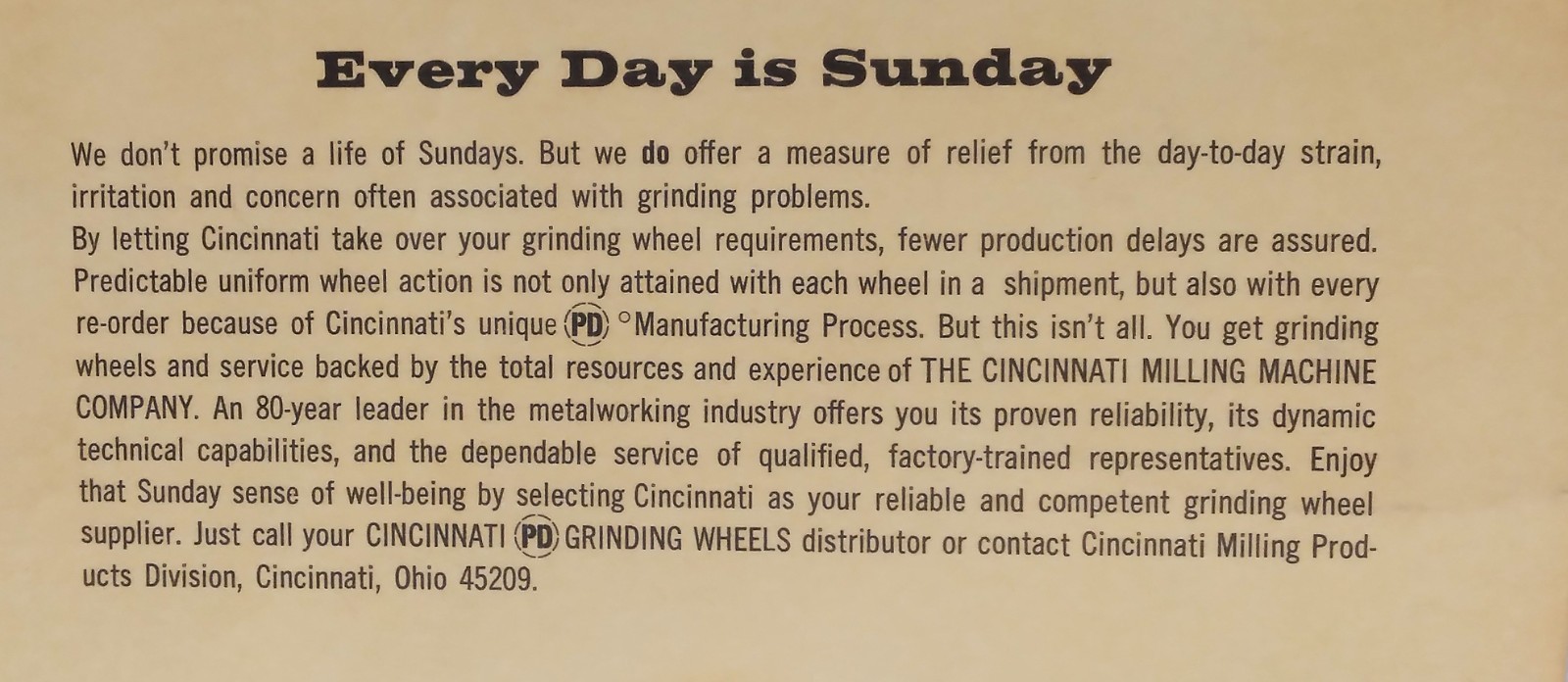 Cincinnati Grinding Wheels c1975 Hand Held Ad Fan Used
