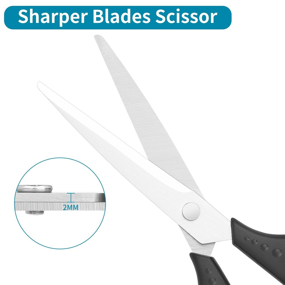 3 PCS 8 Inch Office Scissors Sharp Durable Multi Purpose Comfort Grip Craft