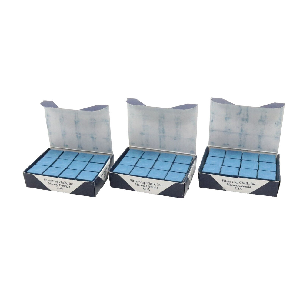 (36 total) Silver Cup Chalk Billiards Blue Stick Chalk Cube SCD-BL 3 Dozen