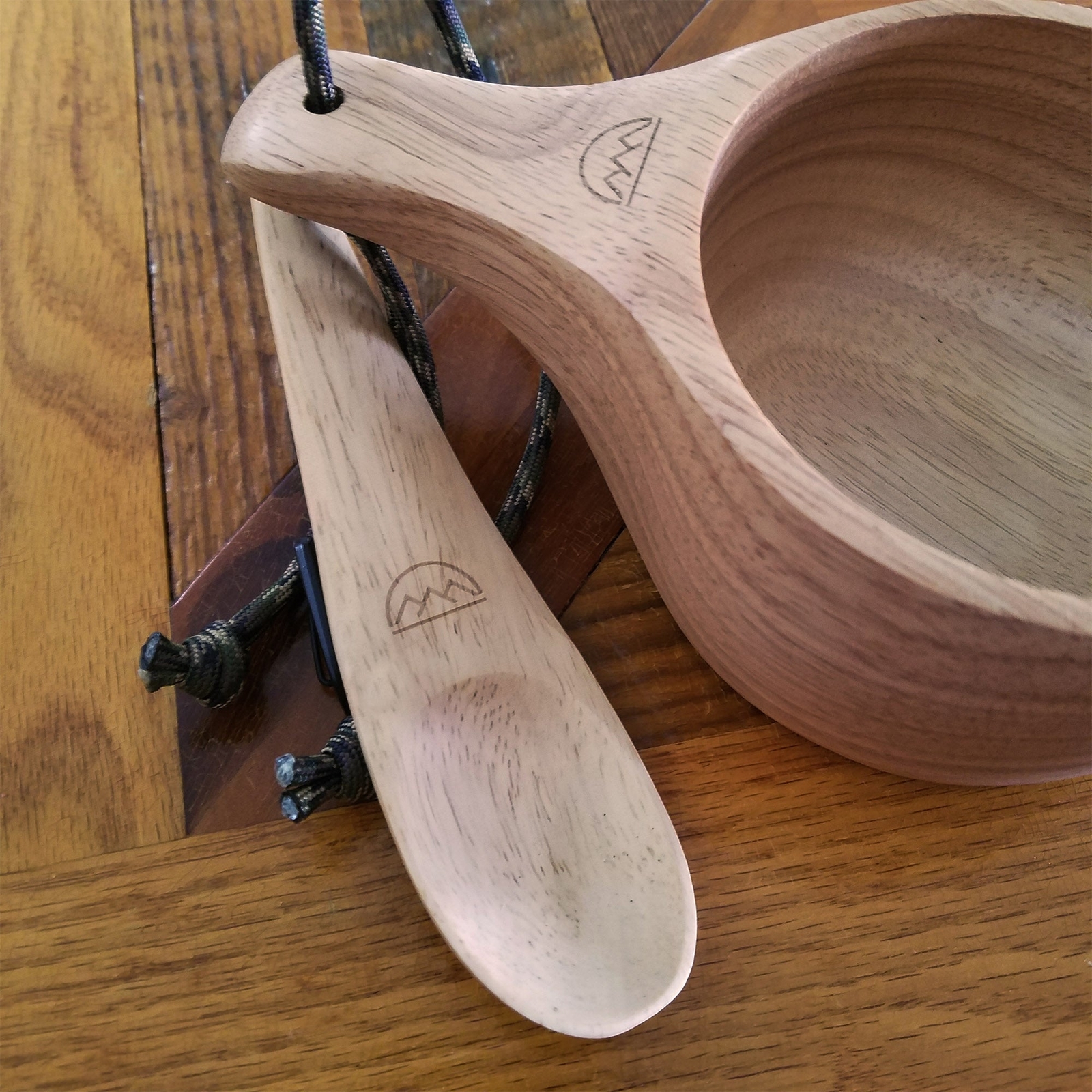 "Kyrre" Carved Nordic Kuksa - Solid Wood Camp Mug & Spoon Set