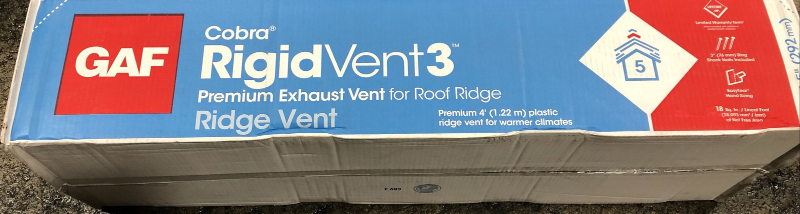 10 GAF Cobra Rigid Vent 3 11.5 in.- 48in. Plastic Roof Ridge Exhaust Vent Black