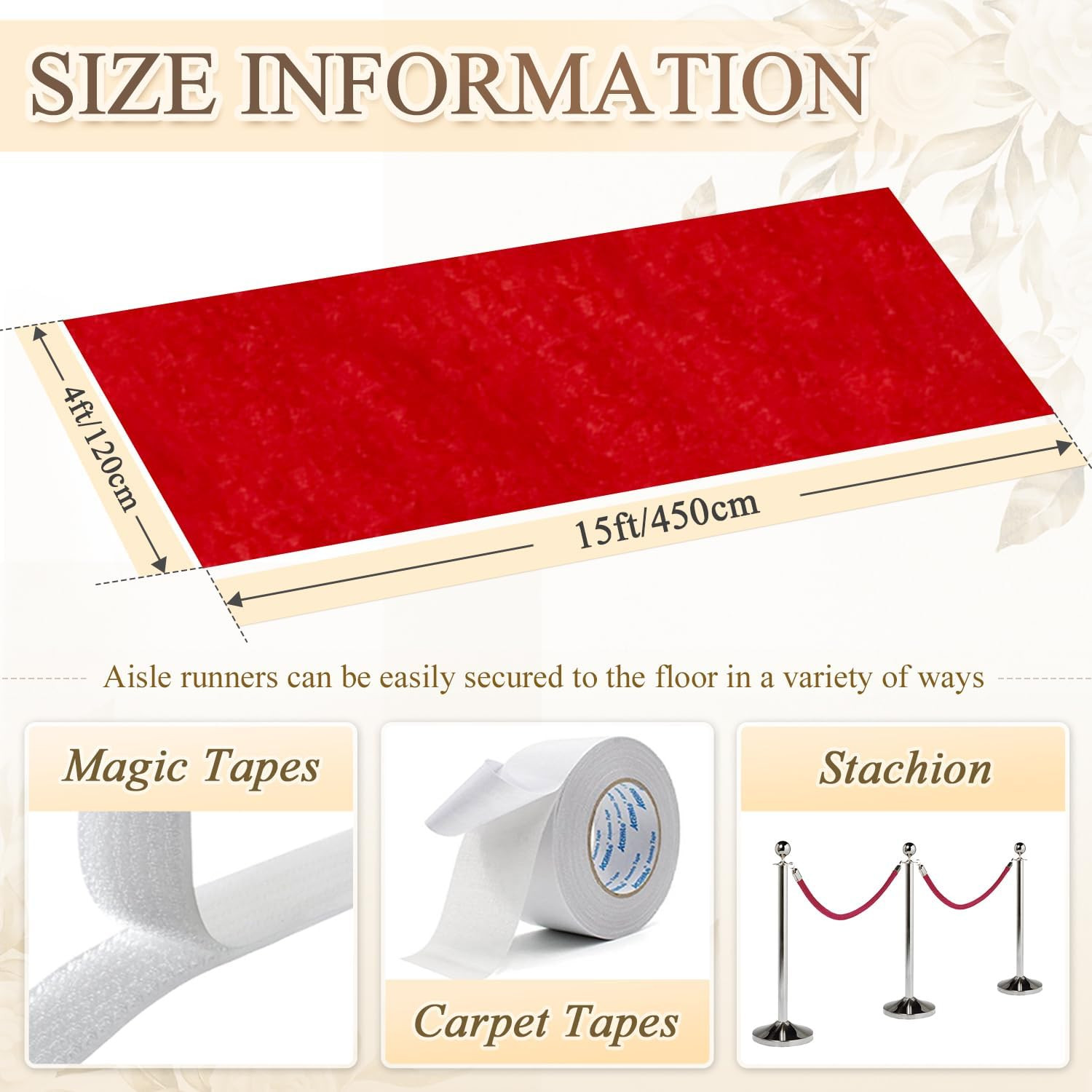 Red Carpet Runner for Party Wedding Aisle Decorations 4Ftx15Ft Aisle Runners for