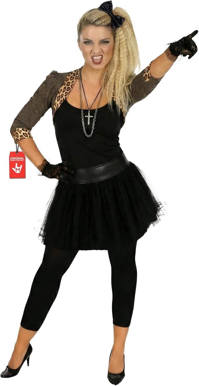 Women`s 80s Pop Star Diva Costume Ladies Celebrity Popstar Retro Outfit  S - 3XL