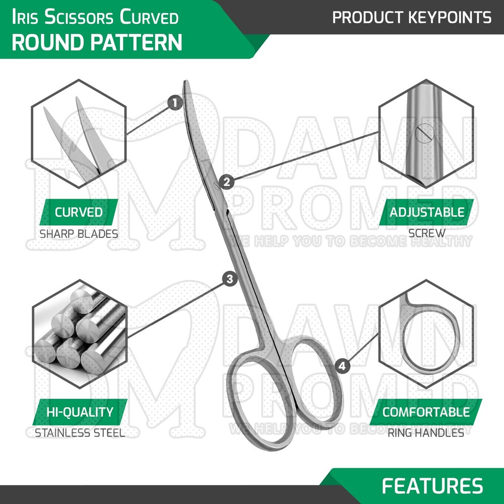 Iris Scissors 3.5″ Curved Round Pattern Dental Veterinary Surgical Instruments