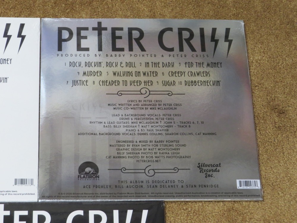 KISS PETER CRISS 3 RECORD SEALED SET SILVER BLACK AND WHITE