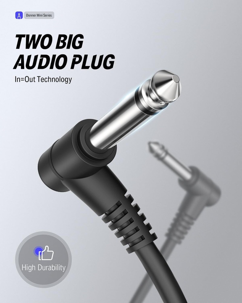 6 Pack 6 Inch Guitar Patch Cable Donner 1/4" Right Angle Effect Pedal Wire