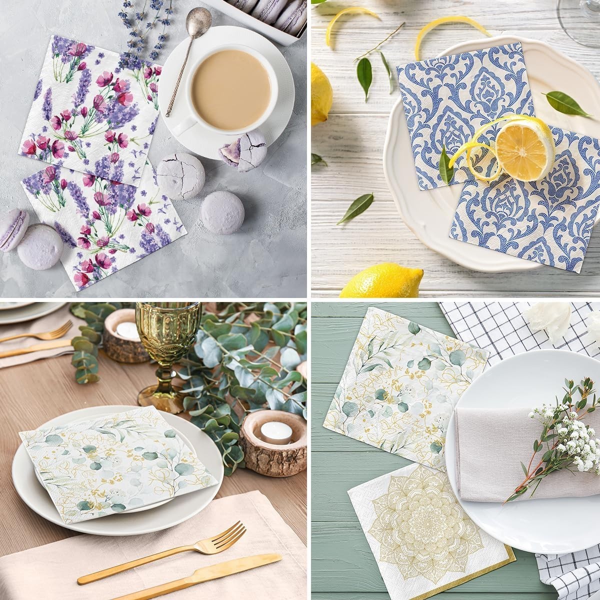 PAW 5'' Blue Cocktail Napkins 100 Pcs Portuguese Tile Party Beverage