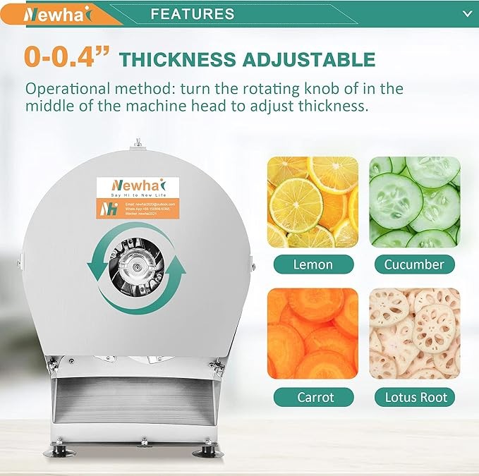 Electric Vegetable Slicer Machine Adjustable Thickness Steel