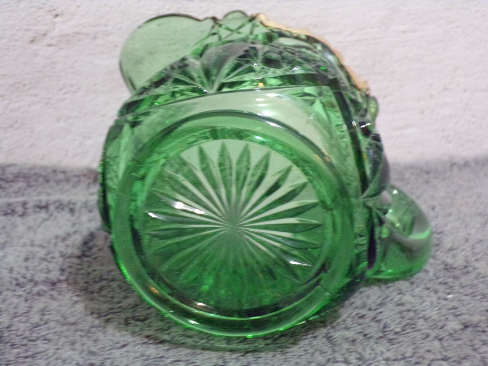 Vintage Riverside? Green & Gold Pitcher 1888 EAPG Pattern Sawtooth