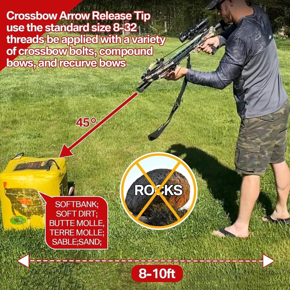 Compact Crossbow Bolt Decocking Head - 2 Pack with High Visibility Red Tips