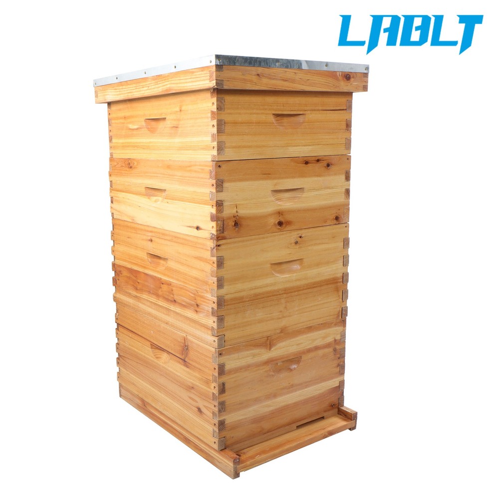 LABLT 4 Layer 10 Frame Bee Hive Box Include Frames and Beeswax Coated Foundation
