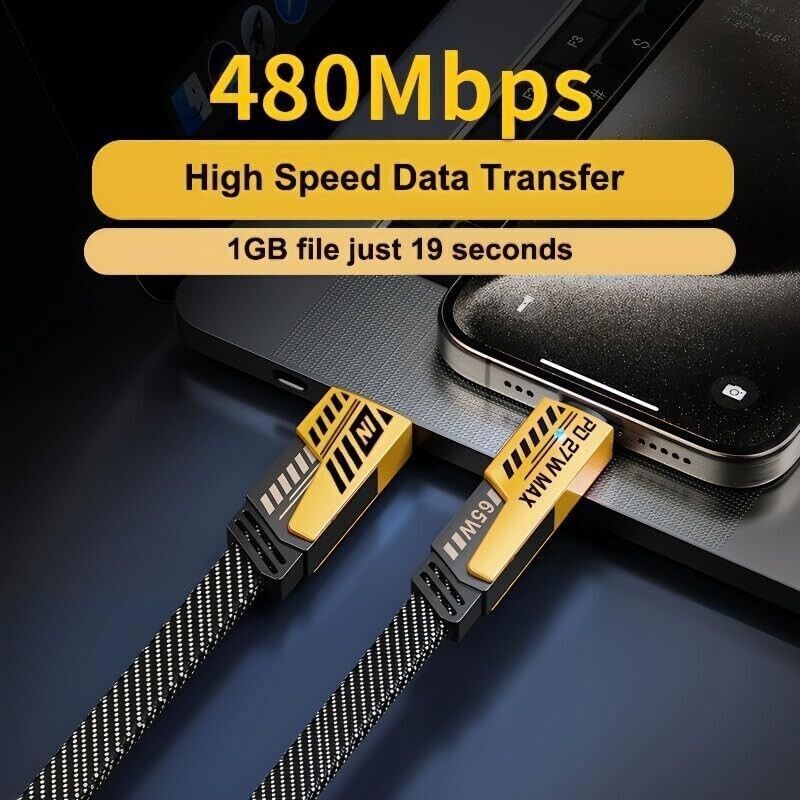 65W 4ft Fast 4-in-1 Multi-Function Charging Cable Compatible with IOS&Android